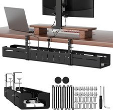 Under Desk Cable Management Tray, Expandable 25.6" 42.5" Heavy Duty Carbon Steel