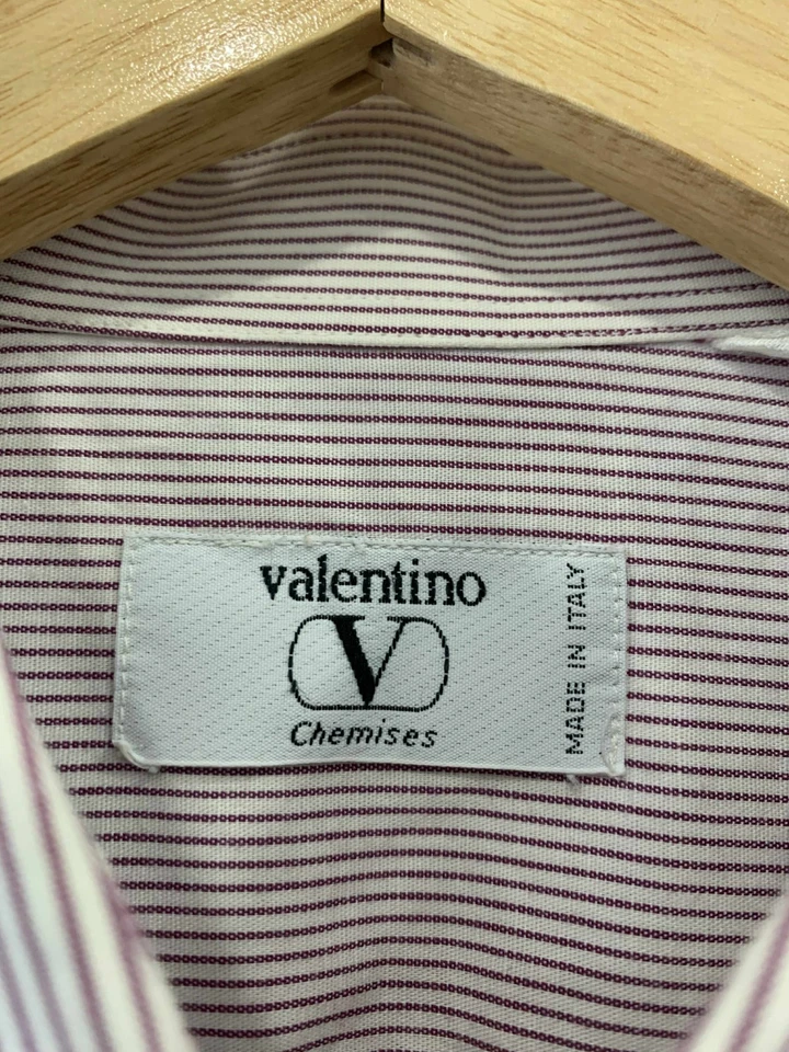 Valentino Chemises Men’s Dress Shirt Striped 100% Cotton Made in Italy Sz L #C8 - Image 3 of 4