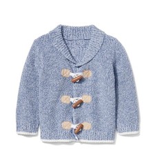 Janie and Jack Shawl Collar Knit Cardigan Sweater Blue Marble Toggle Size 18-24M