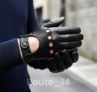 Men's Driving Gloves Reverse Stitched Leather Motorcycle Bike Goat Leather Soft