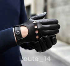 Men's Driving Gloves Reverse Stitched Leather Motorcycle Bike Goat Leather Soft