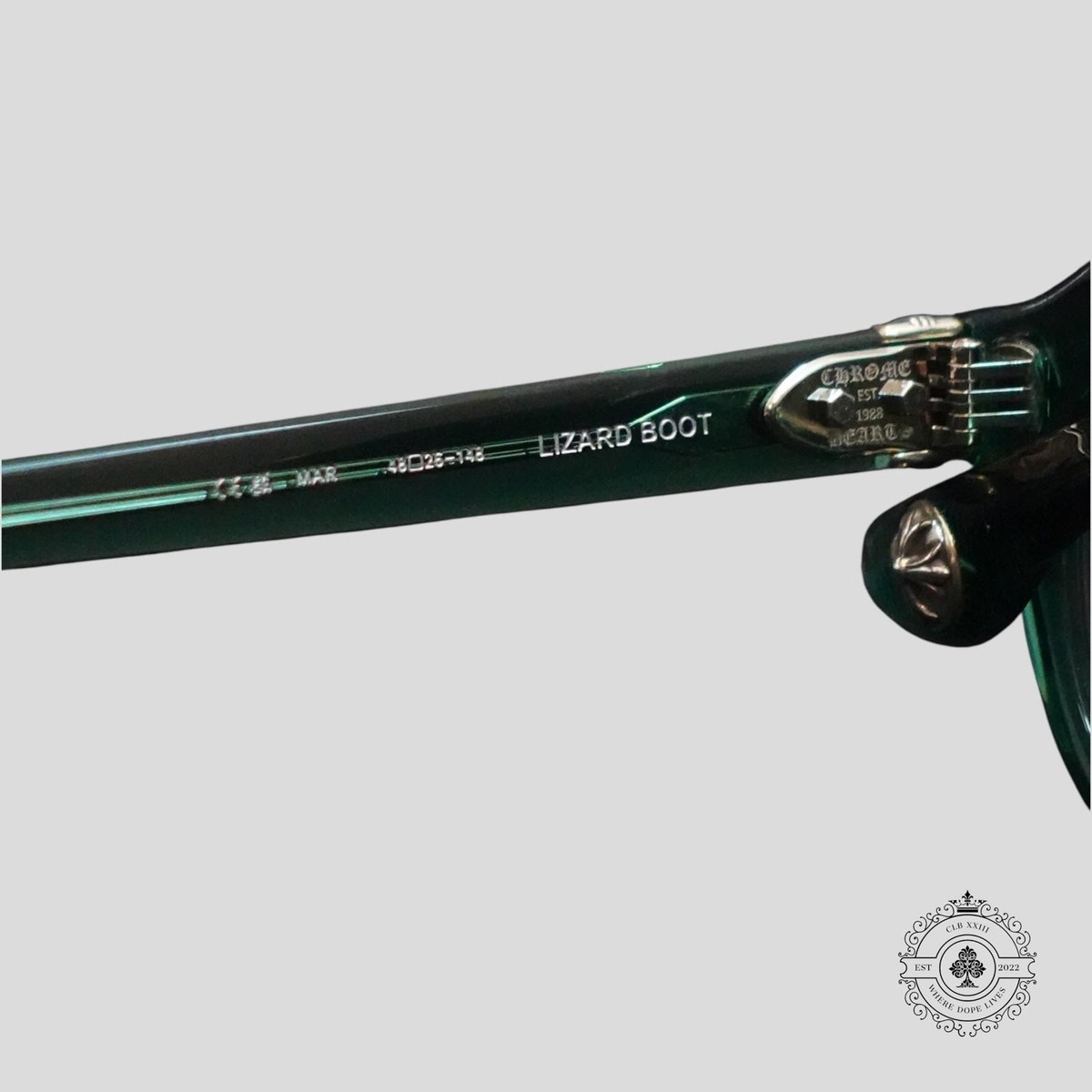 Chrome Hearts Lizard Boot Sunglasses in Marine Green/Silver  display picture 1
