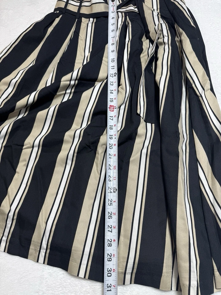 Antonio Melani Negro Rayas Bolsa de Papel Falda Midi Reunida Talla 6 Corbata Cinturón con Lazo Foto 3 de 4