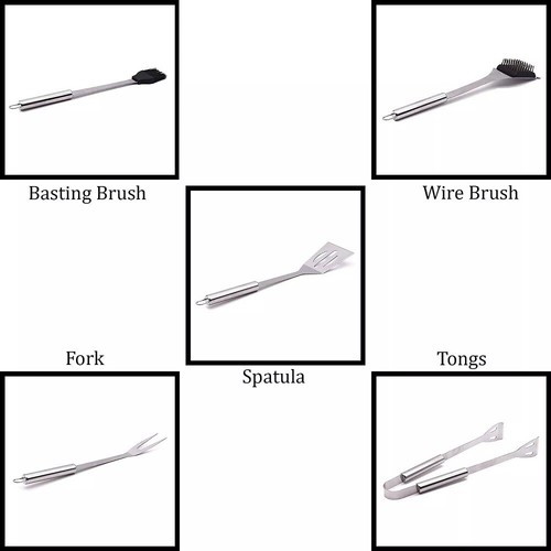 Stainless Steel BBQ Grill Tool Set Outdoor Utensil Cooking Cutlery Kit with Case - Picture 6 of 11