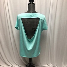 Xersion Activewear Top Womens Size Large Mint Green Open Back Short Sleeve Shirt