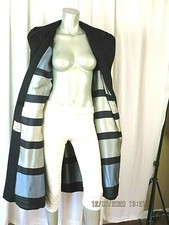 Jane Hunter Original Sz M Vintage Wool Black Open Front Chic Coat Shawl Jacket