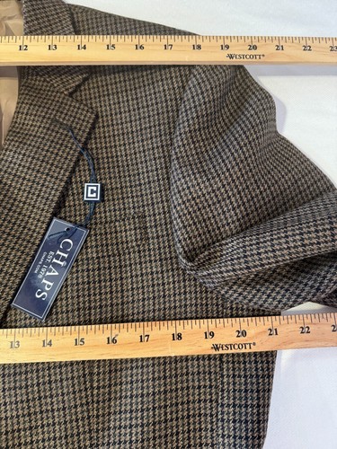 $255 Chaps Ralph Lauren Blazer Sports Jacket Herringbone Check Lambswool Sz 40R - Picture 16 of 21