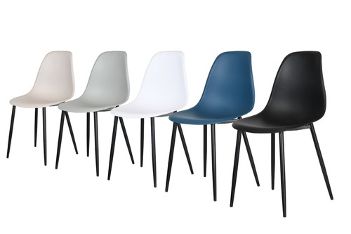 Set of 2 Black Dining Chairs Moulded PU Seat Tapered Metal Legs Kitchen Home New - Picture 5 of 9