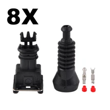 Set of 8 EV1 Fuel Injector Plug Crimp Connections Weather Seals Rubber Boots
