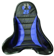 RACE KART WING KART SEAT PAD WITH YOUR RACE NUMBER SIZE SMALL BLUE/BLACK