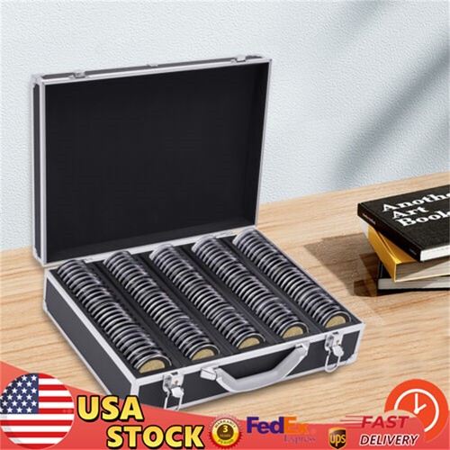 Aluminium Alloy Storage Box Case with Lock For 100-Graded Certified Coin Holders - Picture 1 of 18
