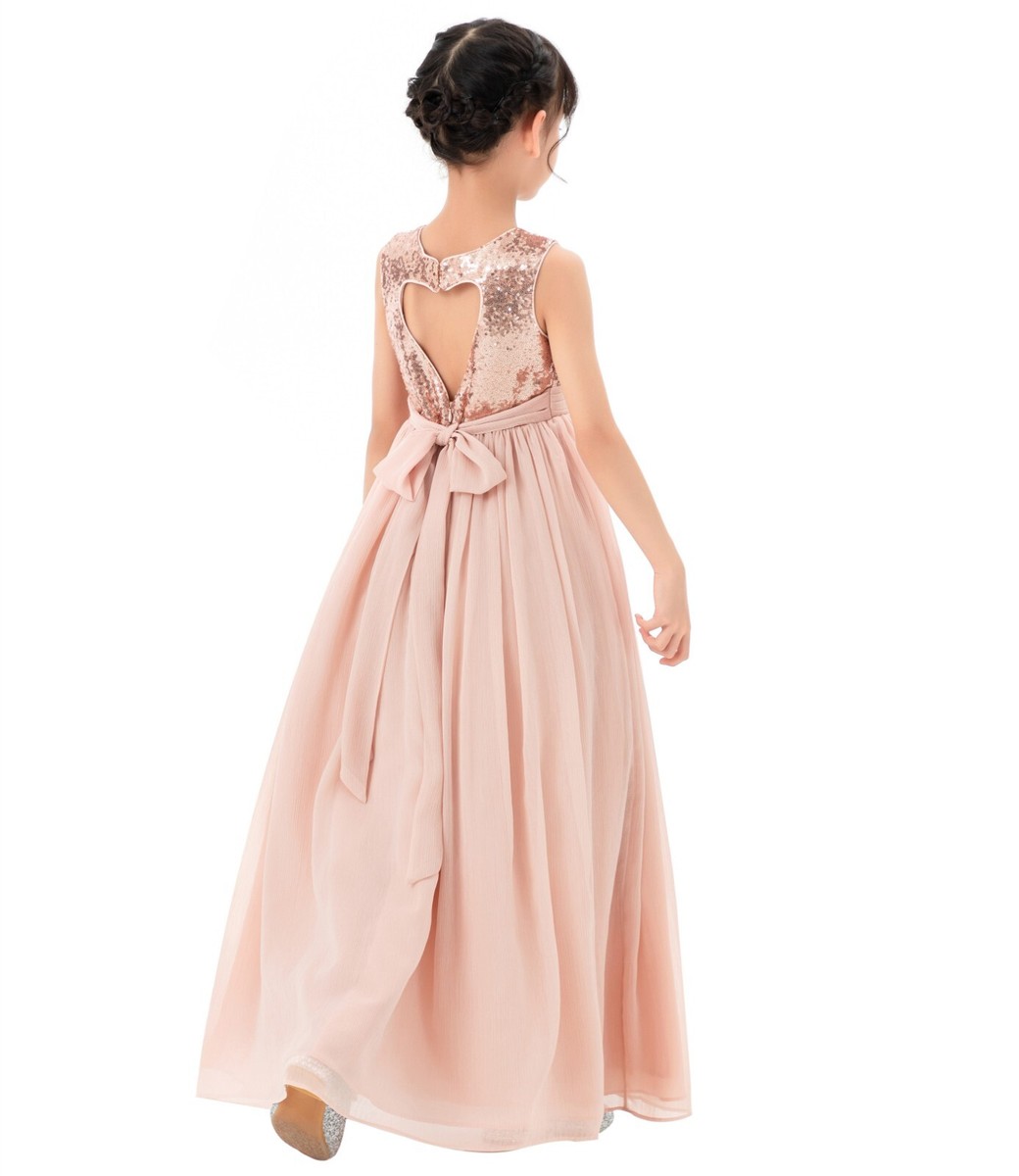 heart bridesmaid dress White Floral Lace Heart Cutout Flower Girl Dress Communion Baptism Junior Bridesmaid Dress 172T(2) Orange / 2 main image 1
