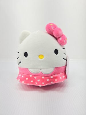 Squishmallows Hello Kitty Pink and White Heart Dress 6.5'' NWT