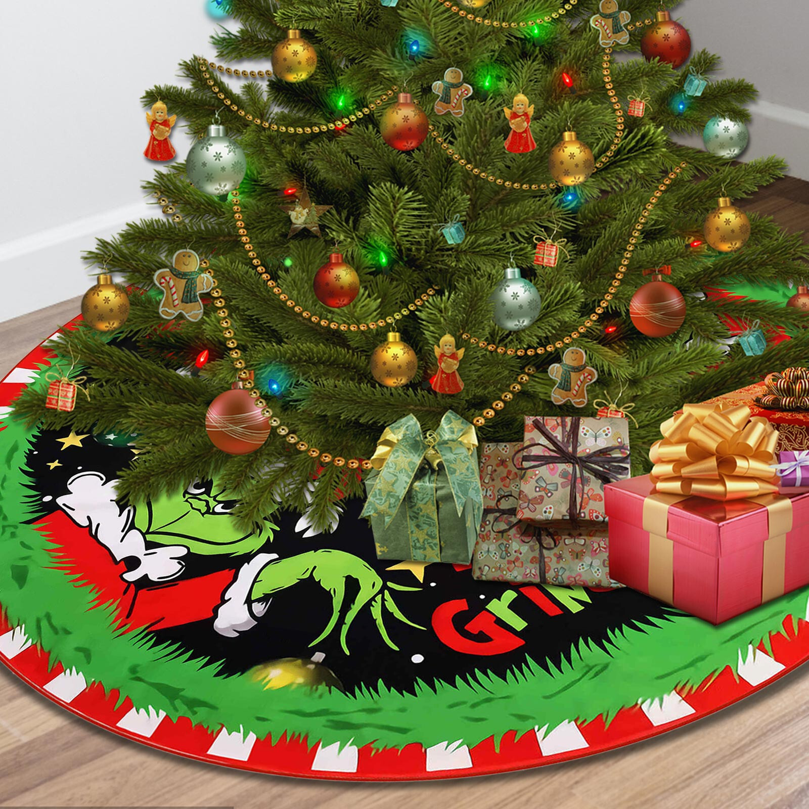 Christmas Tree Skirt Merry Christmas Tree Skirt Collar Xmas Holiday