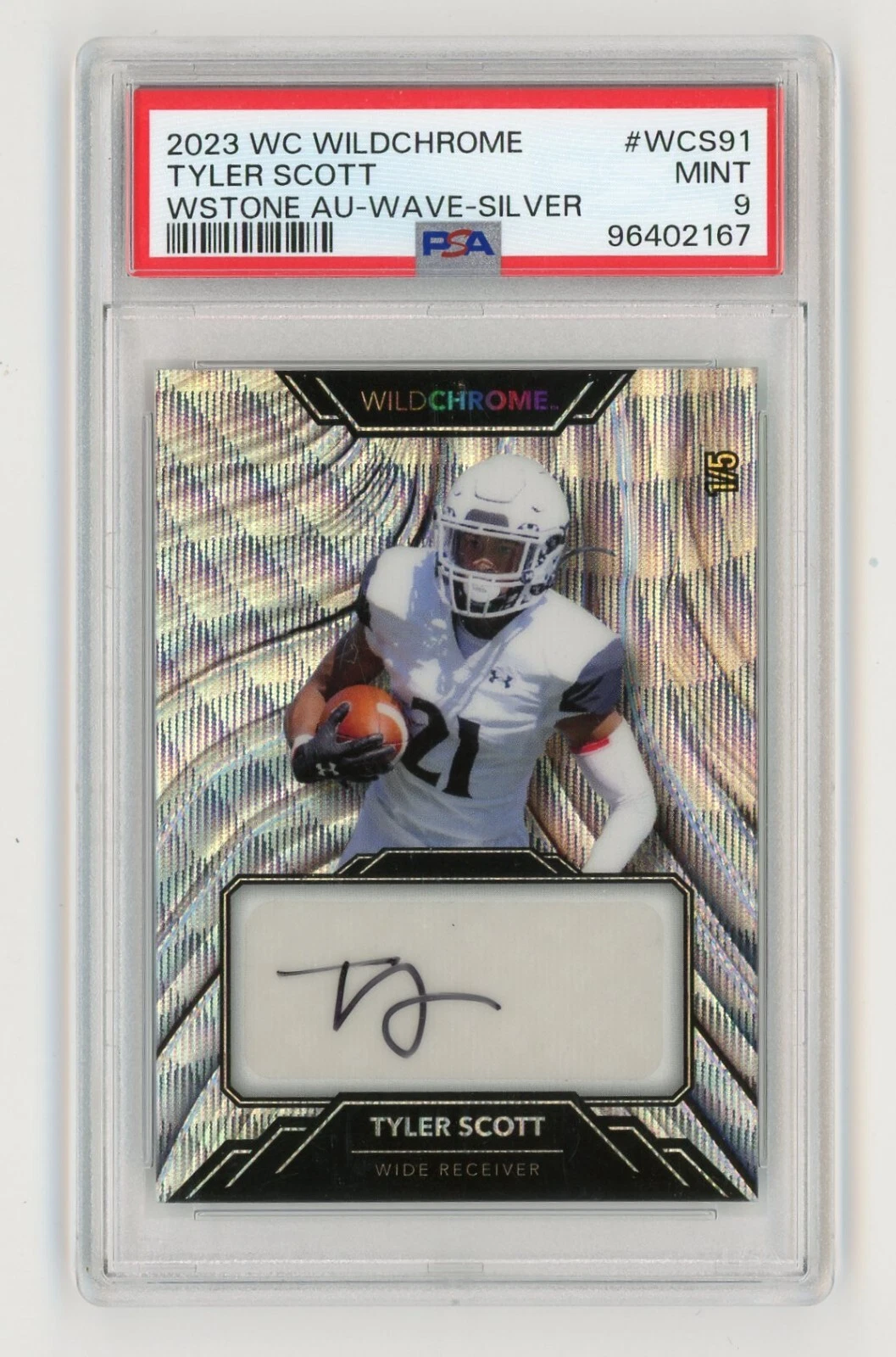 Tyler Scott Wild Card Wildchrome Draft Wildstone Autographs #WCS91 Wave Holographic-Silver