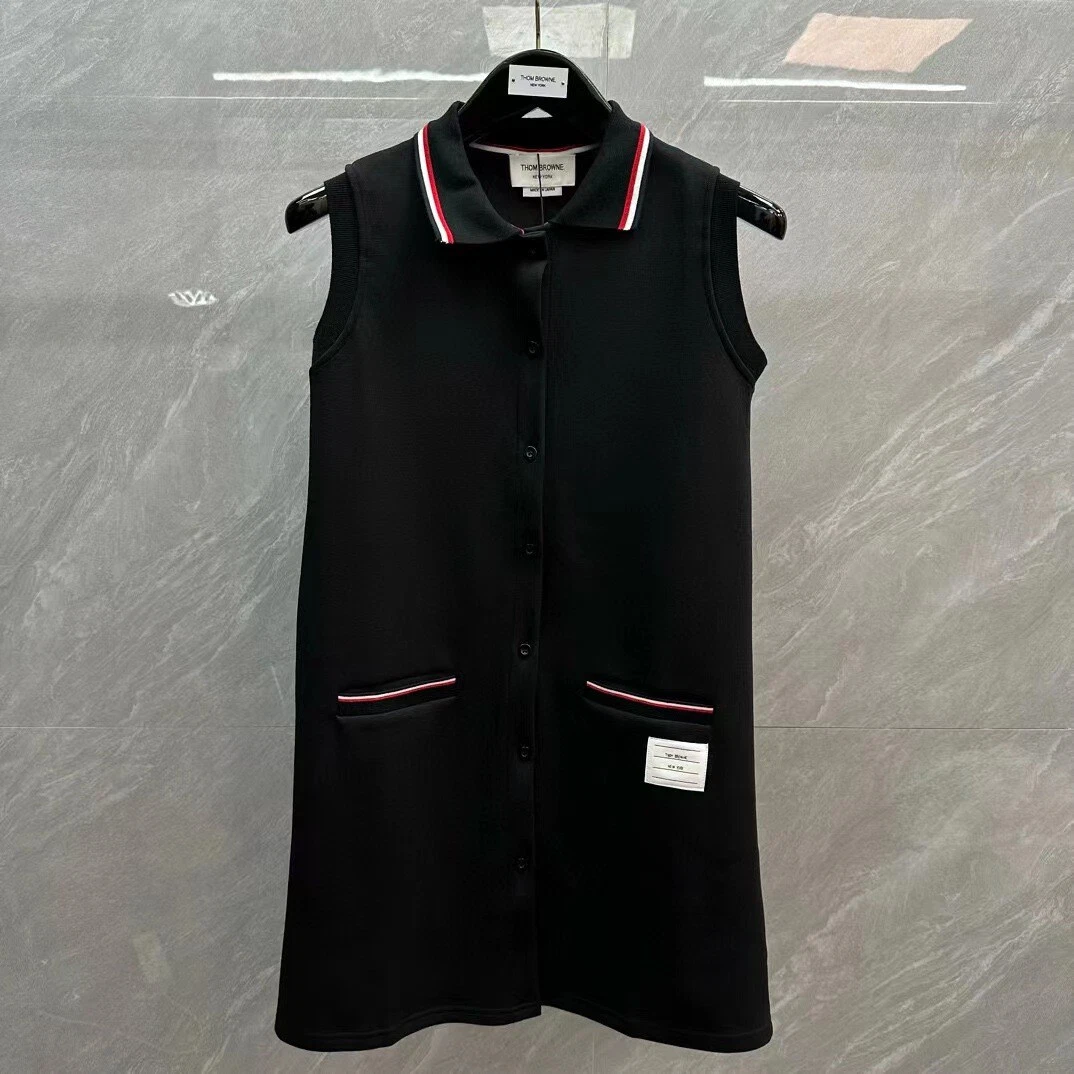 Abito canotta smanicata Thom Browne estivo monopetto doppia tasca