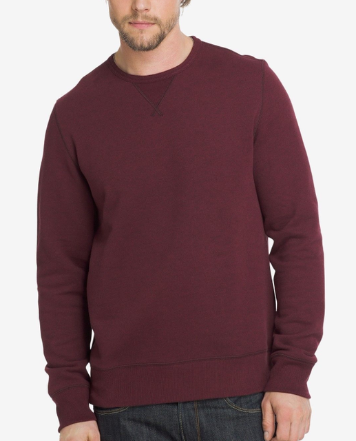 G.H. Bass Men's Crew Neck Long Sleeve Pullover Sweatshirt, Maroon, X