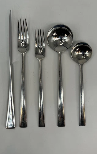 Dansk RONDURE 5 pc Place Setting Dinner Flatware Forks Spoons Stand Up Knife