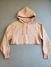 Champion Women's Reverse Weave Cropped Cut-Off Hoodie size M Pink
