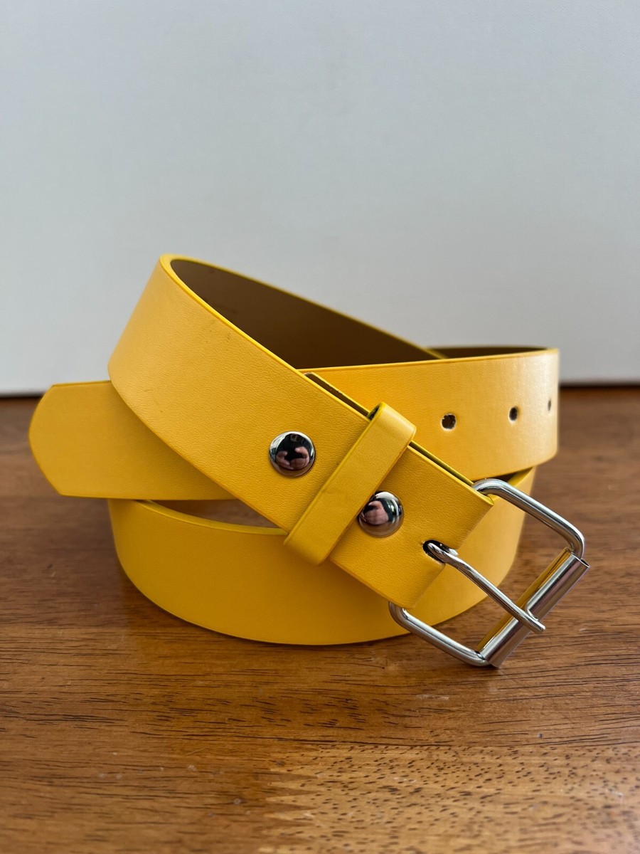 New Men Women Leather Belt Removable Buckle Yellow Color Golf