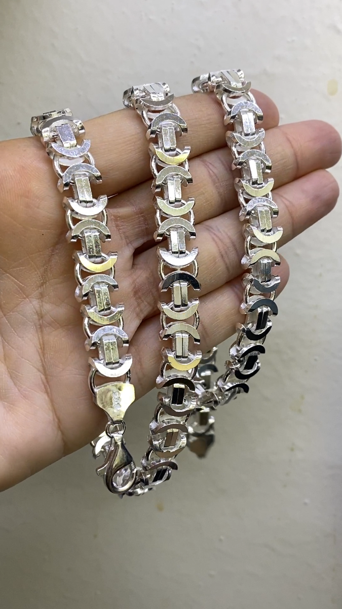 11mm Mens Flat Byzantine Euro Chain Necklace 925 Sterling 11mm Mens Flat Byzantine Euro Chain Necklace 925 Sterling