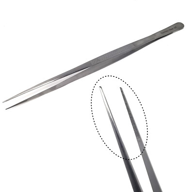Ss Point Tip File Stainless Steel Lab Tweezers/Forcep Serrated Fine Point Tip 12