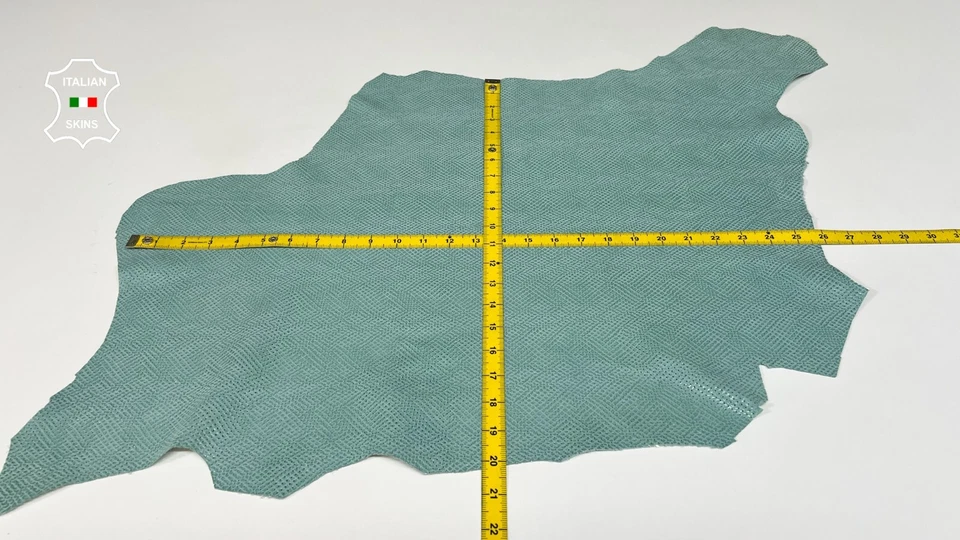 AQUAMARINE SNAKE PINHOLES PERFORATED PRINT On Goatskin leather 3+sqf 0.9mm B9191 - Image 4 of 4