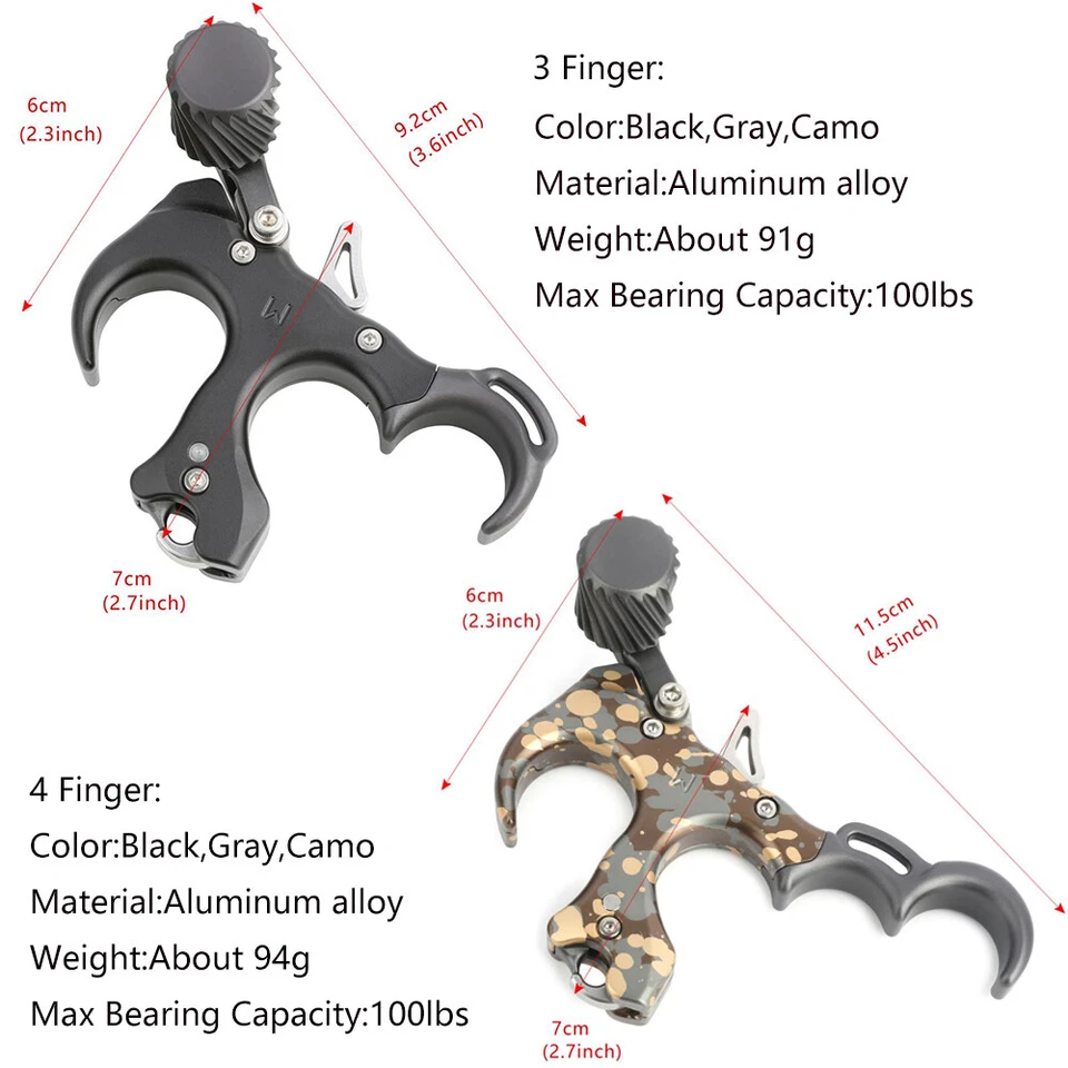 Compound Bow Release Aids 3 4 Finger Archery Thumb Trigger RH LH Hunting - Image 2 of 4