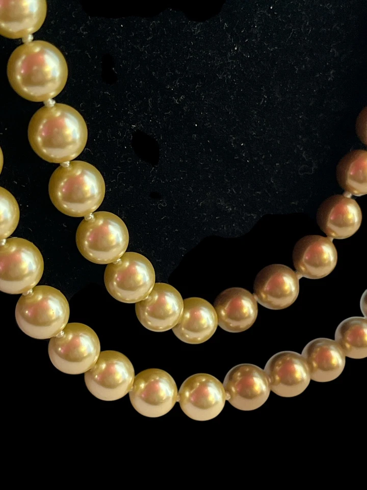 "Collar Carolee 34"" Dos Hilos Imitación Perla Anudada Ombre Corazón Cierre Cuelga" Foto 3 de 4