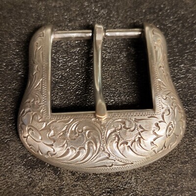 Vintage Belt Buckle Metal Floral Engraved Cowboy Western  display picture 1