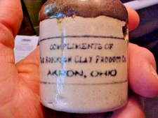 Early Stoneware Advertising Whiskey Mini Jug Robinson Clay Co Akron Ohio