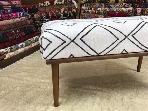 Reposapiés otomano tapizado hecho a mano Kilim piano entrada dormitorio banco - Imagen 19 de 22