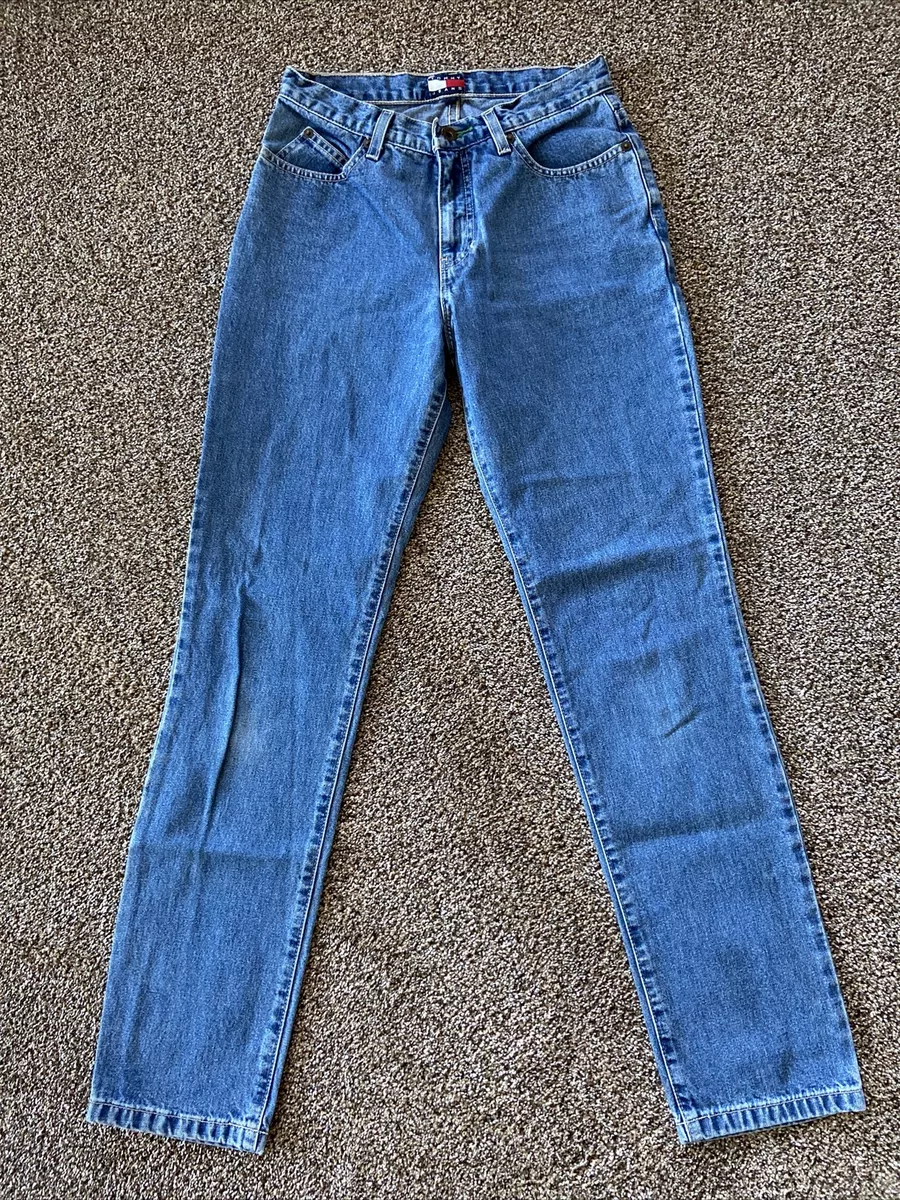 Vintage 90 s TOMMY HILFIGER High Waist Mom Jeans Straight Leg SIZE 5 Flag Logo