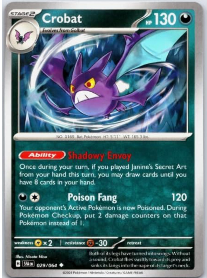 POKEMON - Crobat - 029/064 - Shrouded Fable - Common - NM/M - NEW