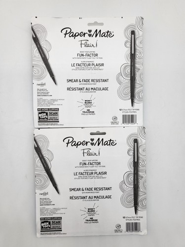 PAPERMATE FLAIR 24 PENS X2 PACKS OF 12, 0.7 MM FELT TIP PENS MED. POINT - Picture 2 of 2