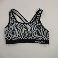 Nike Pro Bra Womens Medium Workout Activewear Support Lightweight Checkered