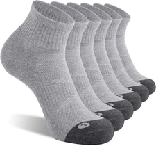 FITRELL 6 Pack Men's Athletic Ankle Socks Cushioned Sports Running 9-12, Grey 