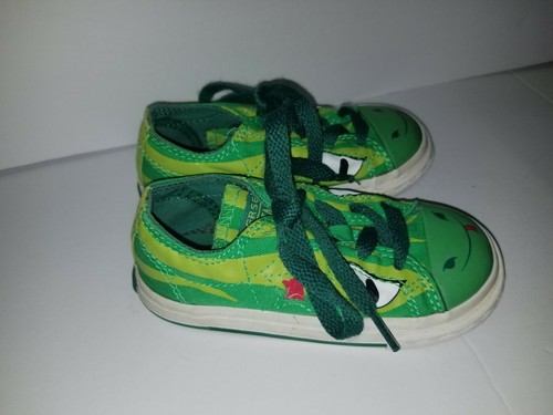 Converse One Star Sneakers Toddler Sz 7 Lizard Snake Frog Green Lace Up GUC - Picture 2 of 7