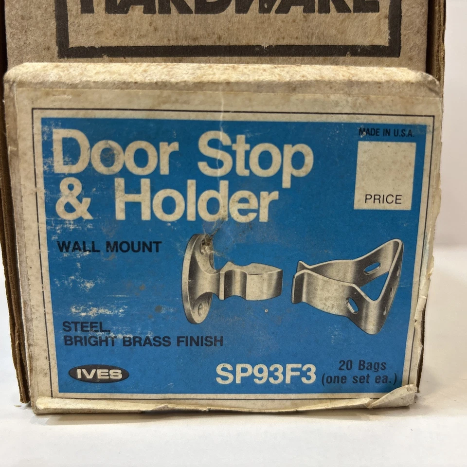 Heavy Duty Door Stop & Holder  Steel W/Bright Brass Finish Wall Mount IVES New - Image 3 of 4