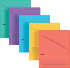 Better Office Products Lined Vertical Slash Pocket File Folders, 25 Pack, 5 Asso