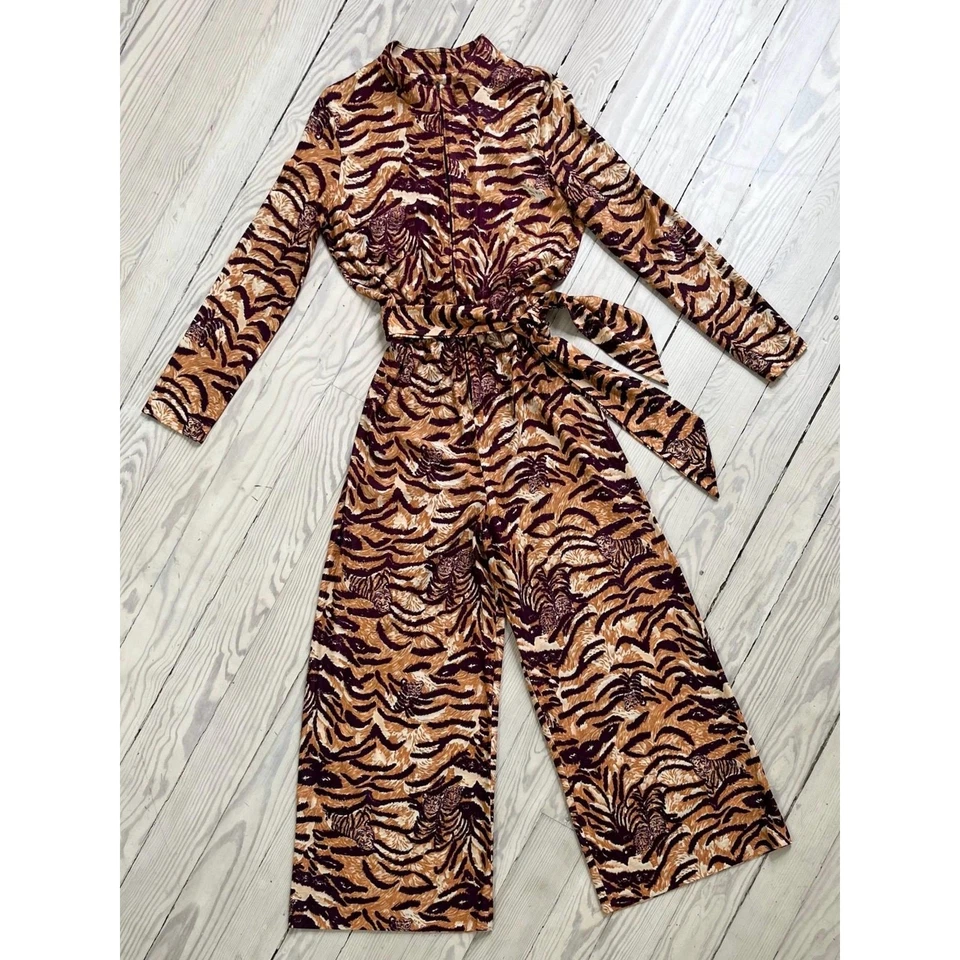 Vintage 1970s Jumpsuit / 70s Tiger Print Jumpsuit / Small to Medium - Image 3 of 4
