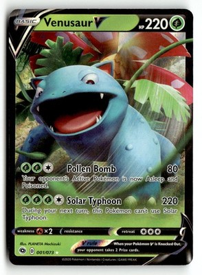 Venusaur V 001/073 Holo V Rare Champion's Path Pokemon Near Mint