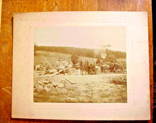 Antique CABINET CARD PHOTO of STEAM TRACTOR  & STONE CRUSHER Bristol Center N.Y.
