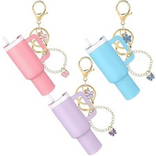 Mini Tumbler Keychain Accessories for Stanley Cup, 2 Way Cute Charms Chapstic...