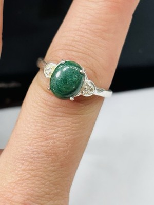 TJC Ring Silber, Malachit und Diamanten UK Größe S Neu Mit Etikett