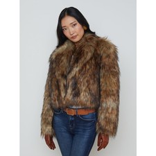 NEW L'Agence Aura Crop Faux Fur Coat size 6