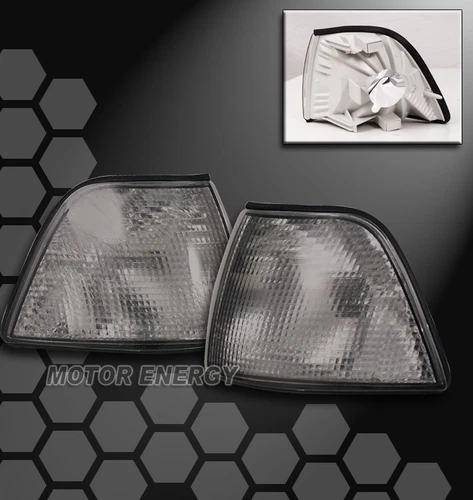 92-98 BMW E36 3-SERIES SEDAN 4DR SMOKE CORNER TURN SIGNAL PARKING LIGHT PAIR SET