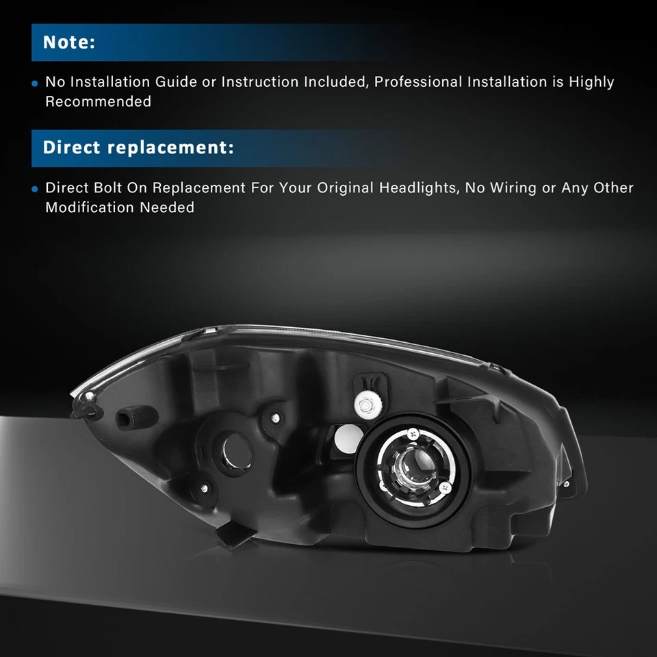 Black Front Headlights Assembly Left Right For Chevy Cobalt Pontiac Pursuit G5 Foto 4 de 4