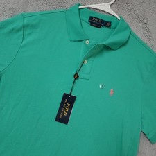 NEW Polo Ralph Lauren Polo Shirt Mens Medium Custom Slim Fit Pique Green Preppy