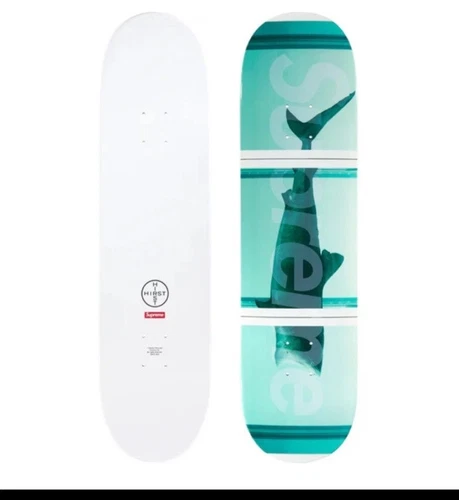 SUPREME X DAMIEN HIRST SHARK SKATEBOARD BLANC NEUF SS25